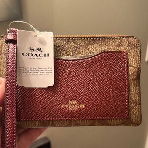 Coach Tan and Red Wristlet